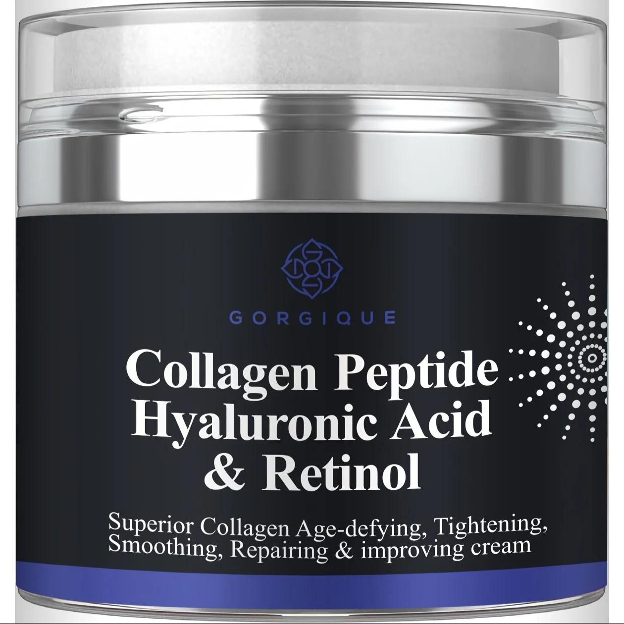 Crème peptidique au collagène, Anti-rides, acide hyaluronique et rétinol, raffermissante et raffermi