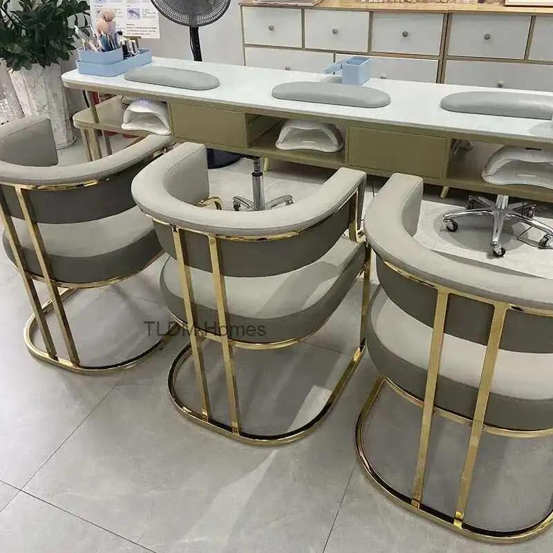 Chaises de salle à manger dorées de luxe, fauteuil à dossier en fer forgé, meubles de cuisine modern