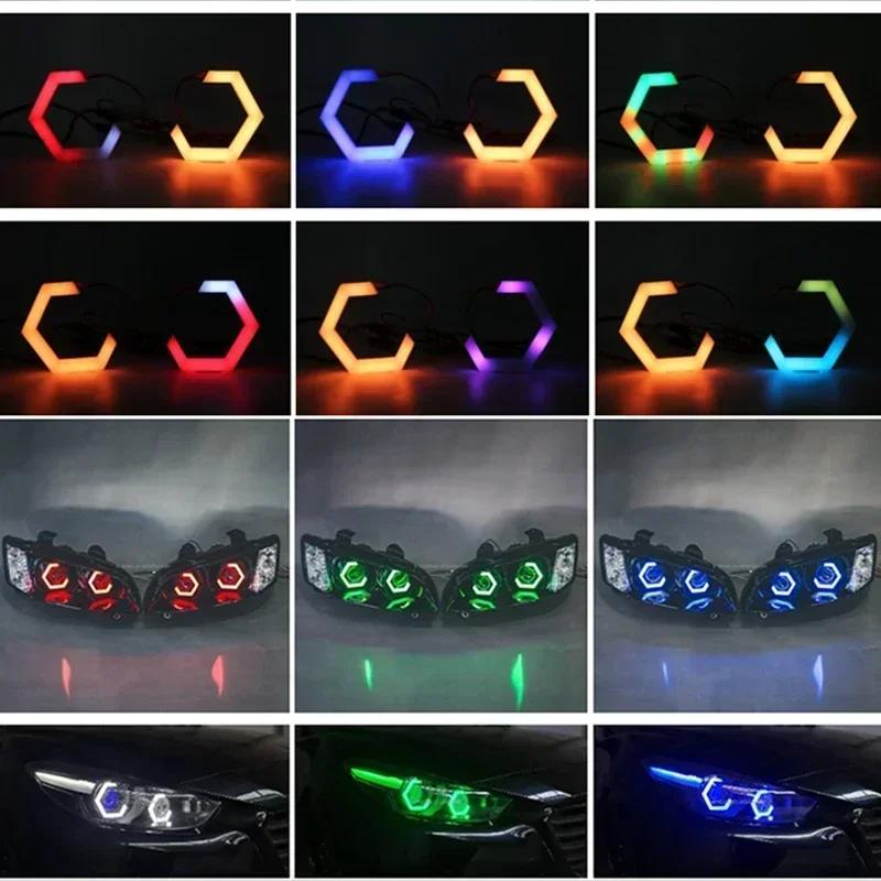 Anneaux hexagonaux Halo yeux d'ange LED 12V 24V, 2 pièces, avec clignotant, pour Modification R15 V2