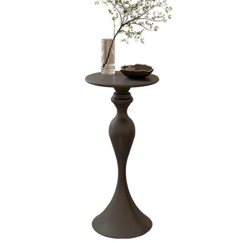 Table d'appoint ronde pour canapé, style crème, étagères en fer, petite table basse, mini chevet, cé