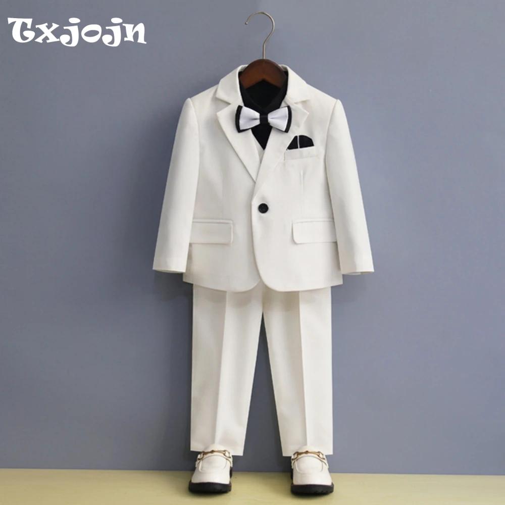 Costumes formels pour enfants, 4 pièces, veste, gilet, pantalon, nœud papillon, Costumes d'hôte, cla