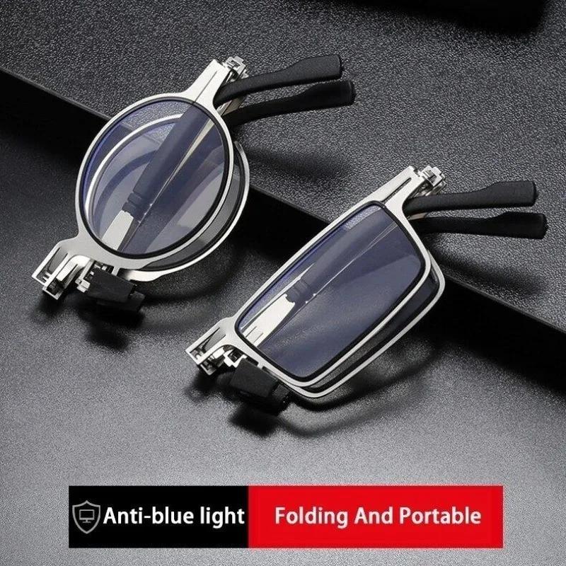 Lunettes de lecture pliantes rétro pour hommes/femmes, monture métallique, Anti-lumière bleue, avec 