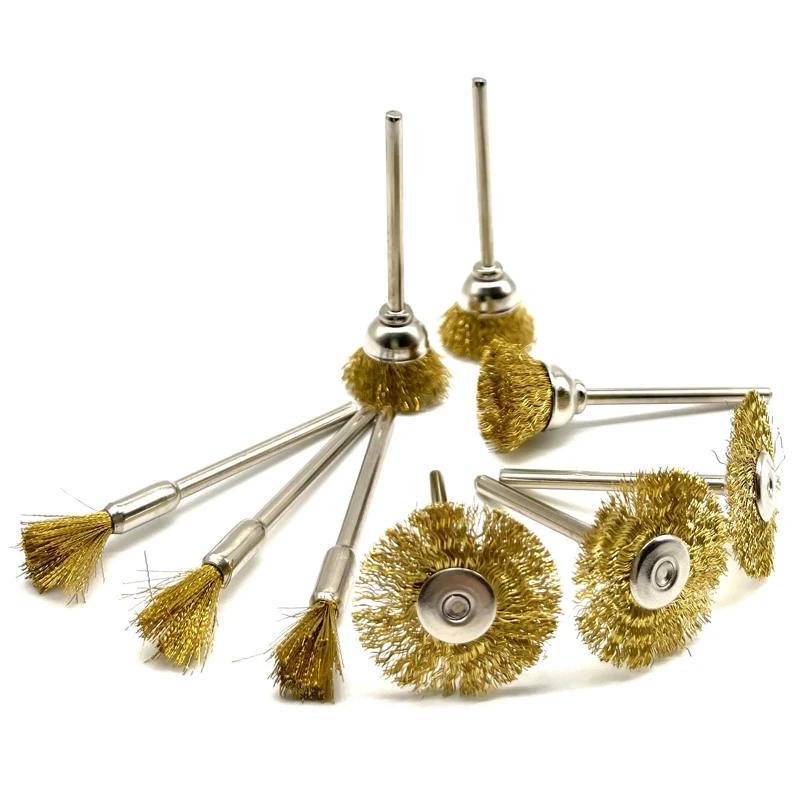 24 pièces brosse en laiton roues en fil d'acier brosses perceuse outils rotatifs polissage pour outi