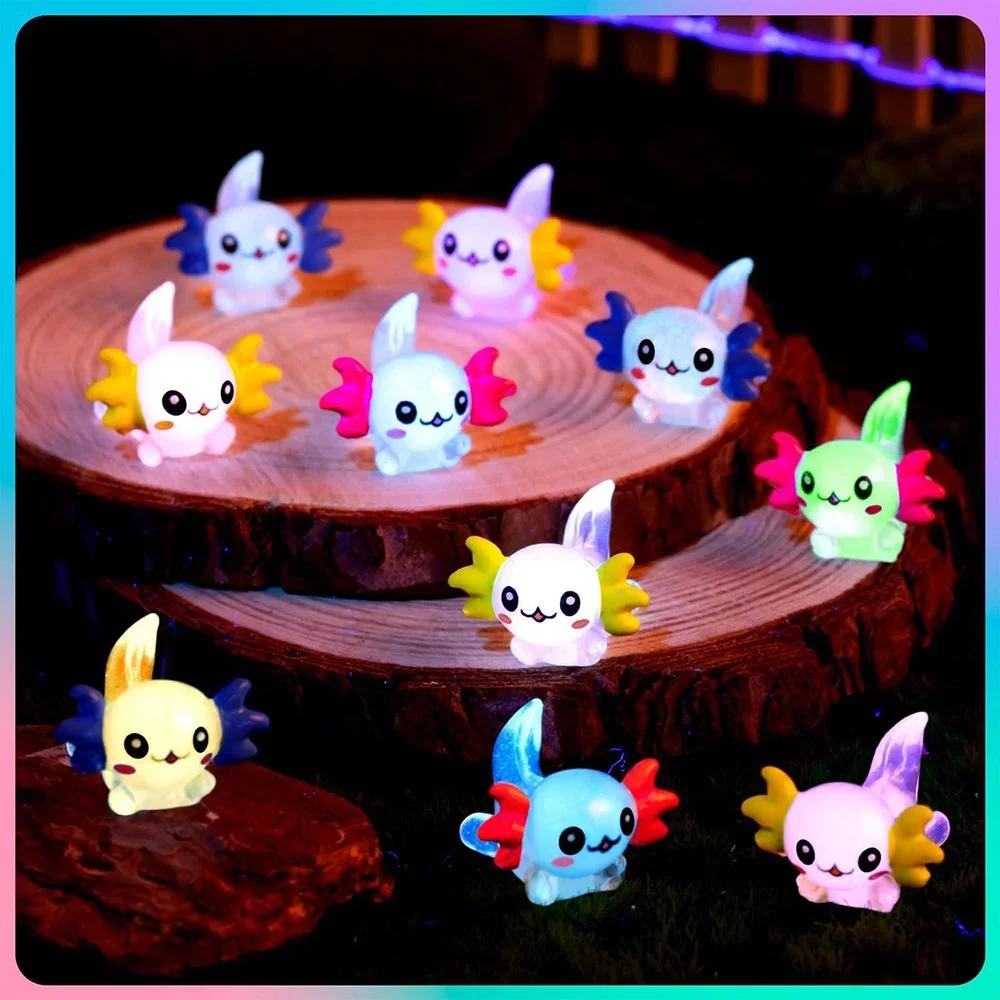 96 pièces lumineux Mini résine Axolotl Miniature Axolotl Figurine minuscule Axolotl ornement pour ja