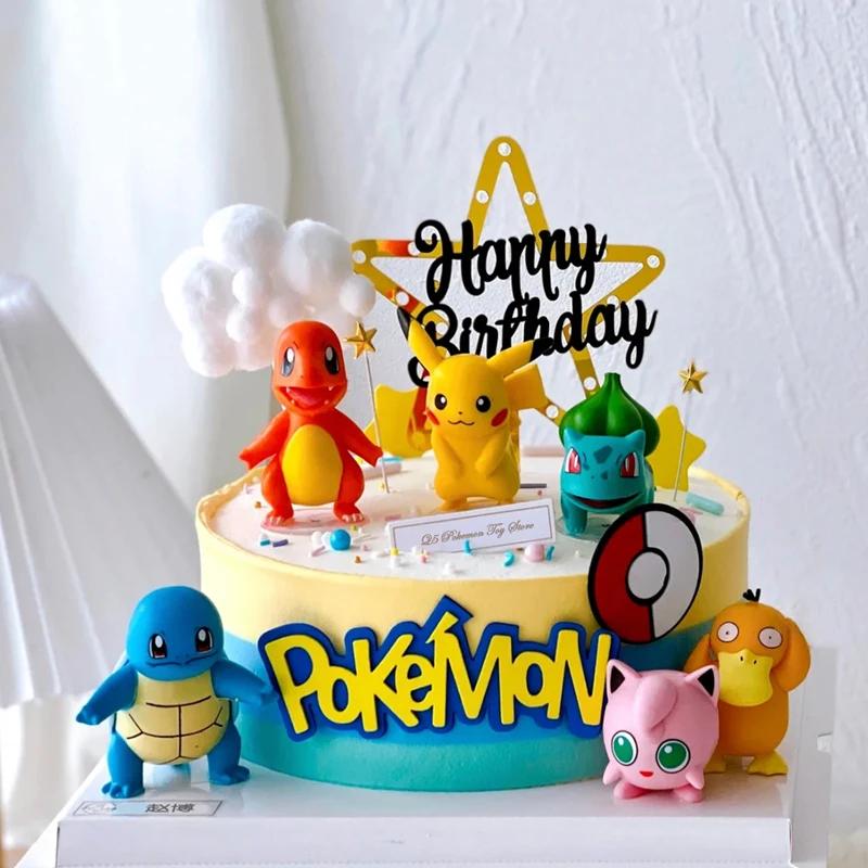 Décoration de gâteau Pokemon Pikachu, 15 pièces/ensemble, figurine de dessin animé, fournitures de d