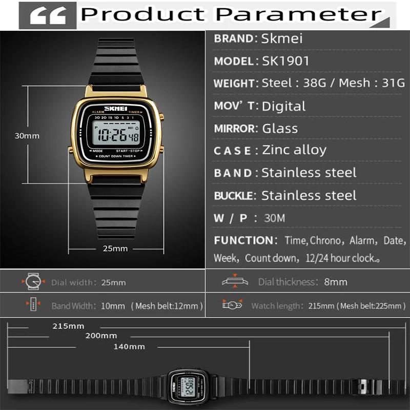 Skmei femmes Bracelet robe montres marque de luxe Bracelet en acier inoxydable mode étanche numériqu
