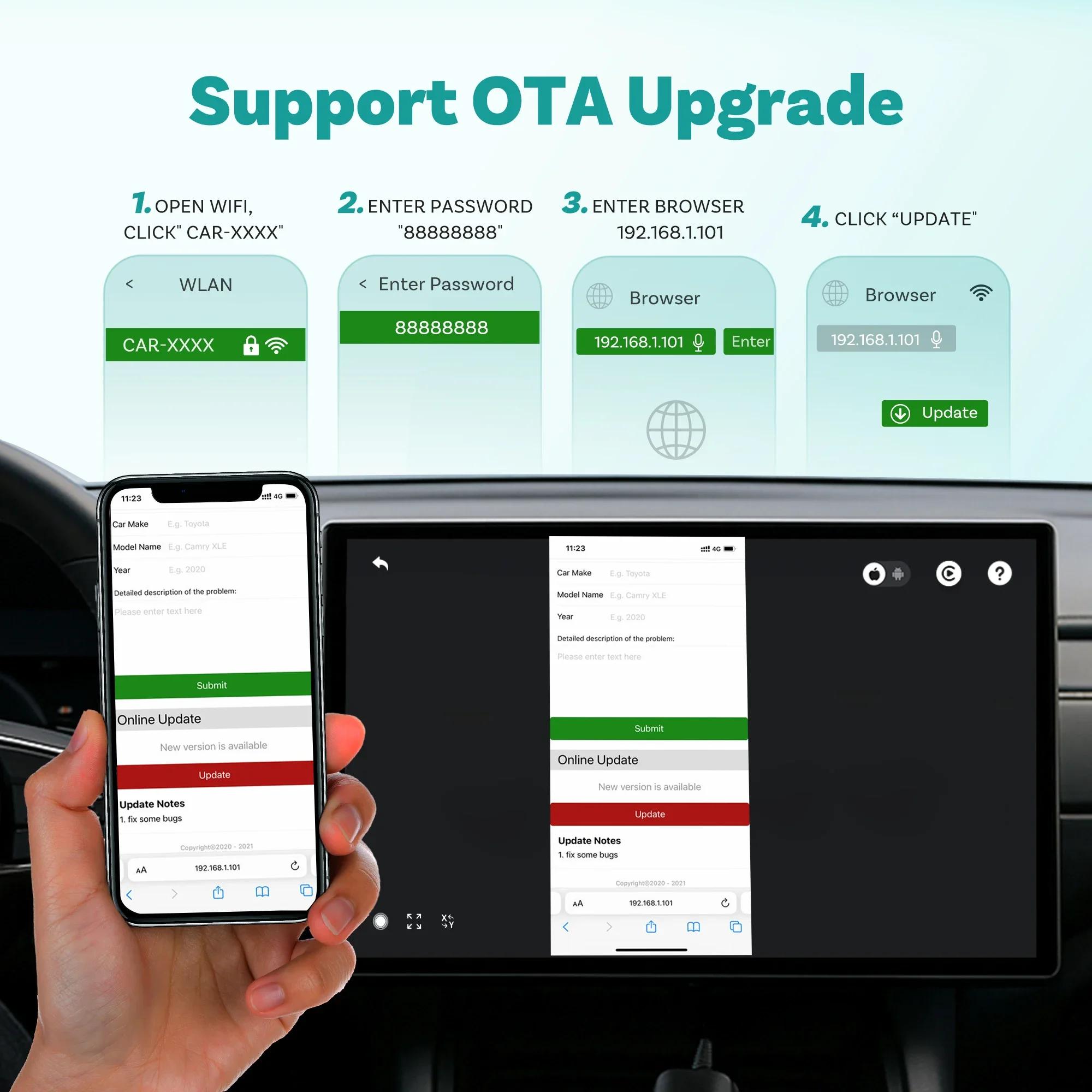 OTTOCAST Play2Video Express sans fil CarPlay sans fil Android Auto adaptateur pour Youtube Netflix l