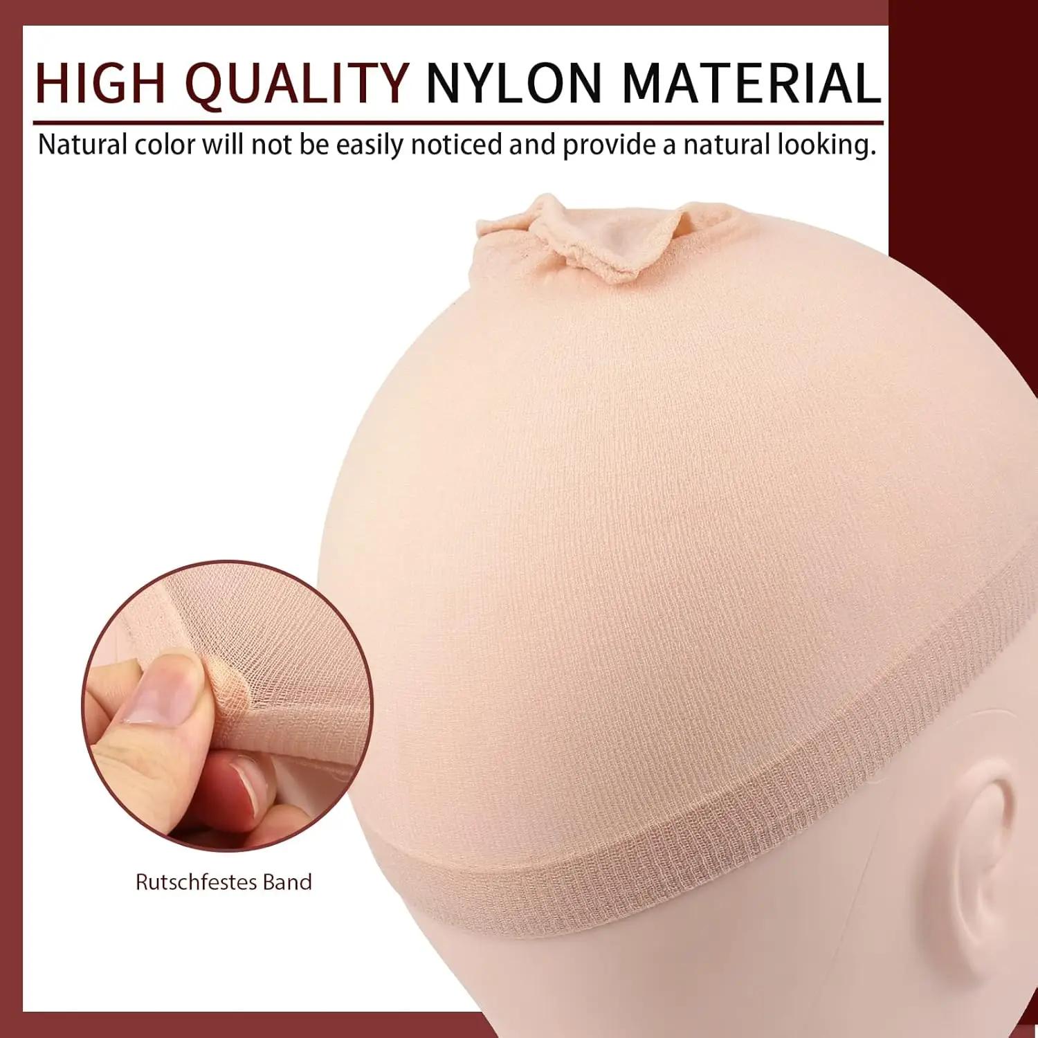 Bonnet de perruque 2 pièces bonnets de perruque en nylon bonnets de perruque noirs nus pour femmes b