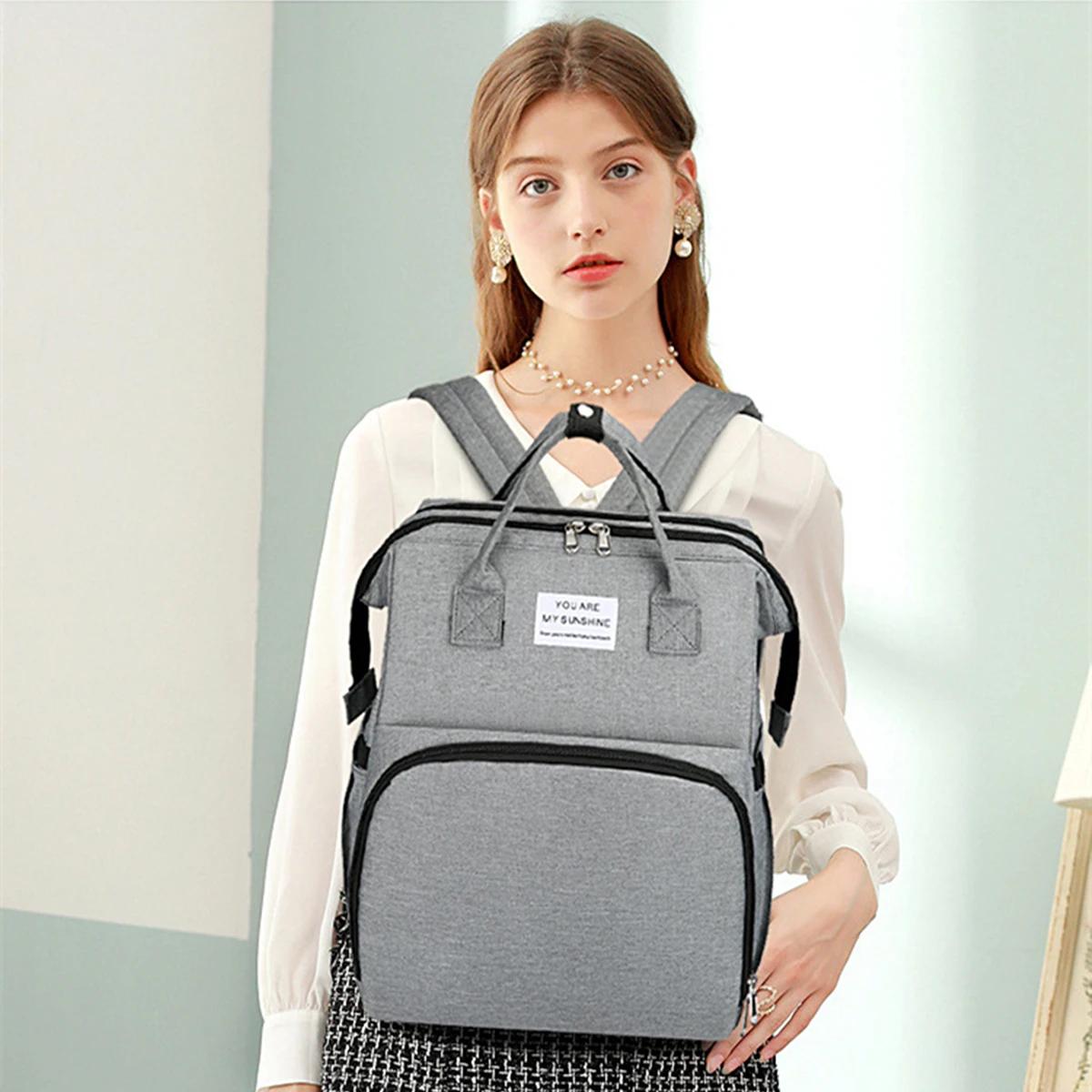 Sac à couches de lit pliable avec station à langer, poche isolée et grande capacité, sac multifoncti