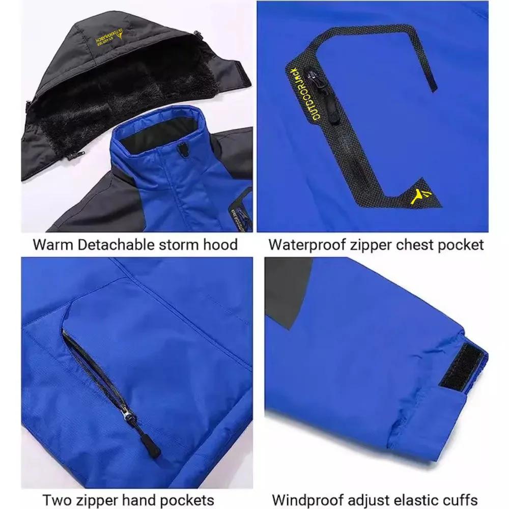 Parkas d'hiver pour hommes, veste d'extérieur en polaire épaisse, coupe-vent chaud et imperméable, v