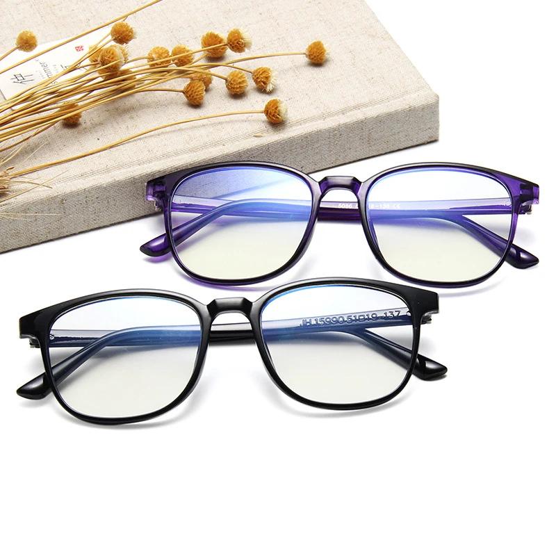 Lunettes d'ordinateur carrées transparentes, monture ronde Anti-lumière bleue pour femmes et hommes,