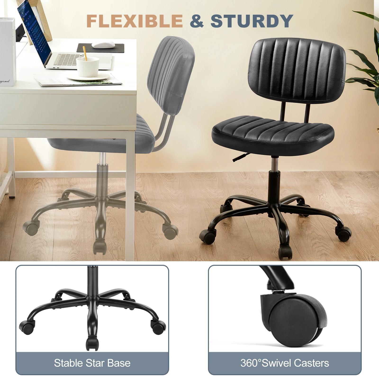 JHK – chaise de bureau sans accoudoirs, Support lombaire arrière, hauteur réglable, chaise d'ordinat