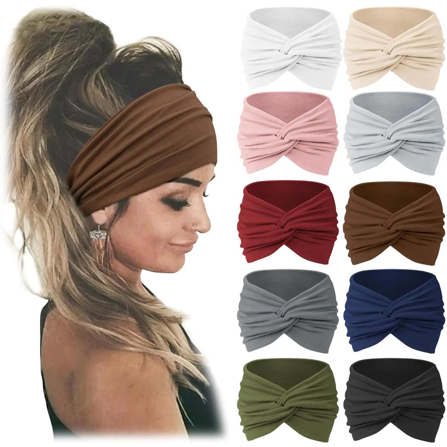 Bandeau de sport bohème européen et américain pour femmes, large, élastique, accessoires pour cheveu