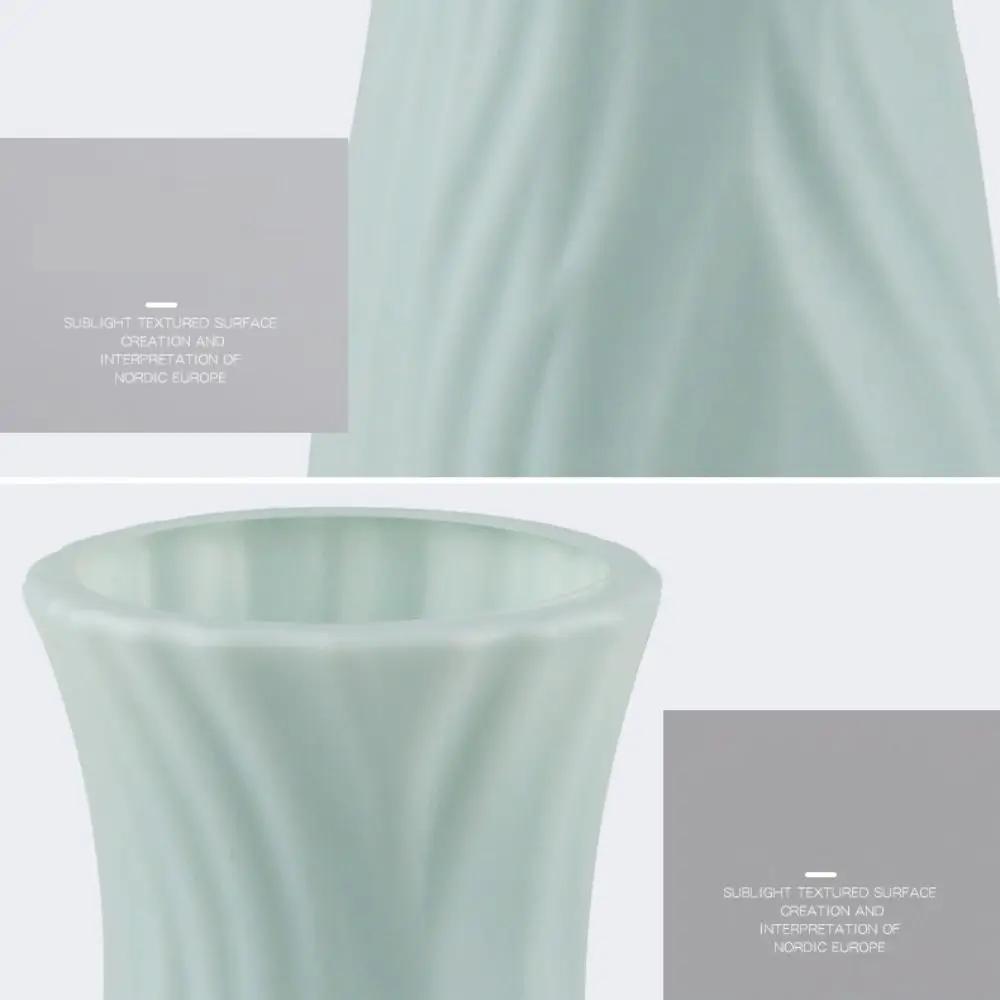 Vase à Fleurs en Plastique et Céramique Solide, Récipient de Décoration de Salon