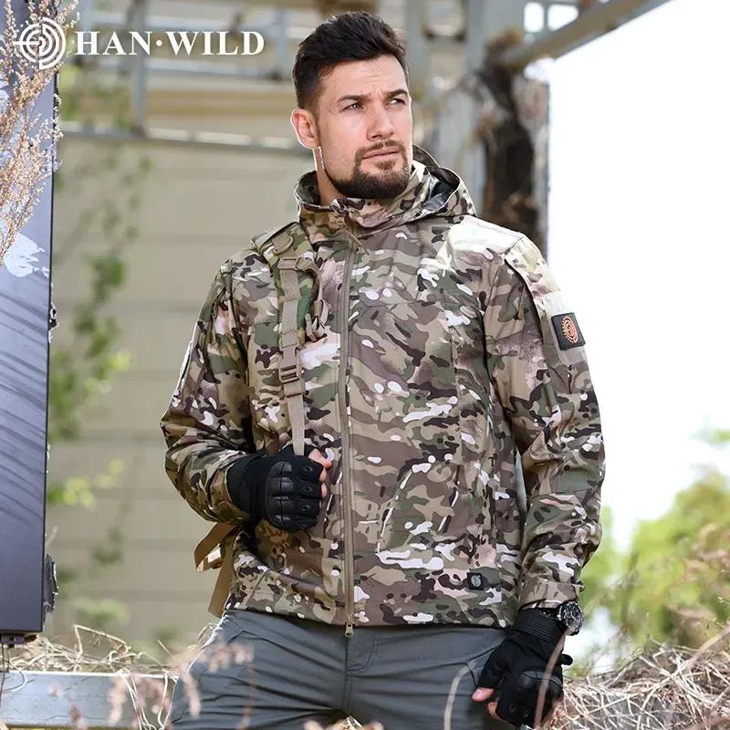 HAN WILD-Veste Softshell Coupe-Vent pour Homme, Manteau Thermique de Randonnée, Vêtements d'Escalade