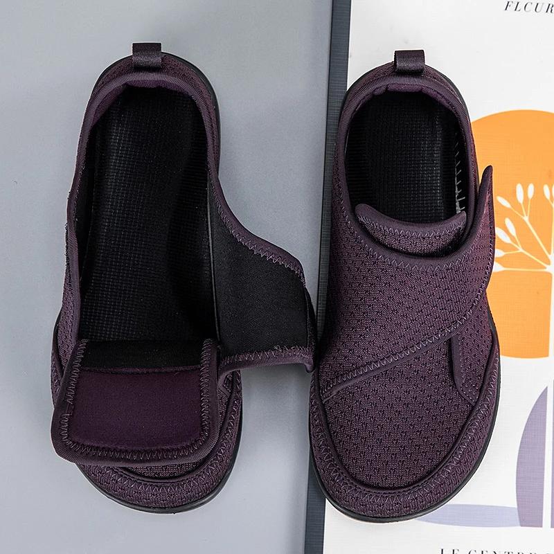 Chaussures ouvertes pour personnes âgées, chaussures pour diabétiques réglables, pieds gonflés, larg