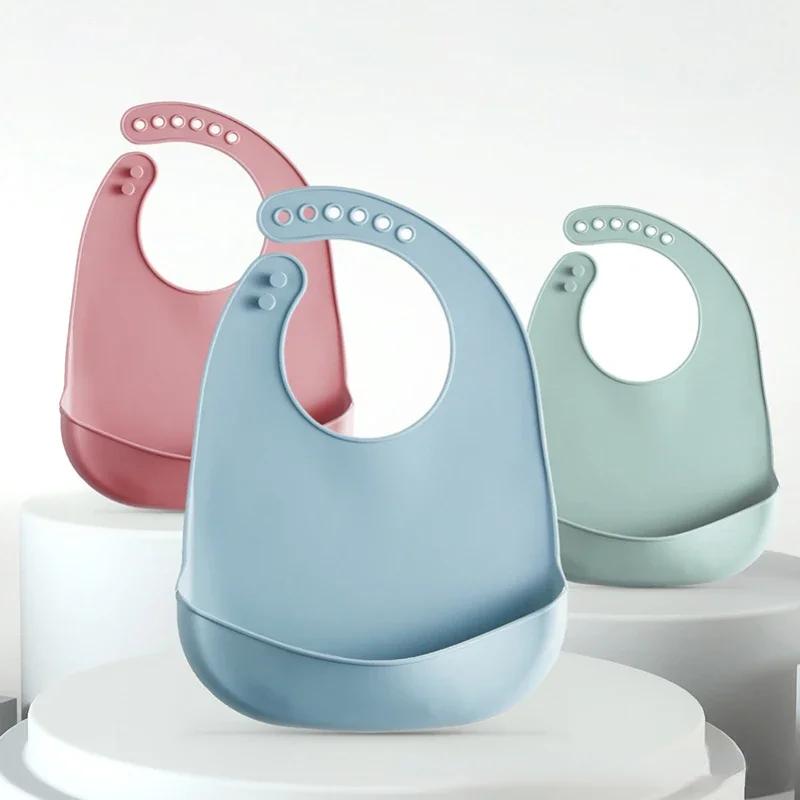 Bavoir bébé réglable imperméable bavoirs bébés doux comestible Silicone nouveau-né salive dégoulinan