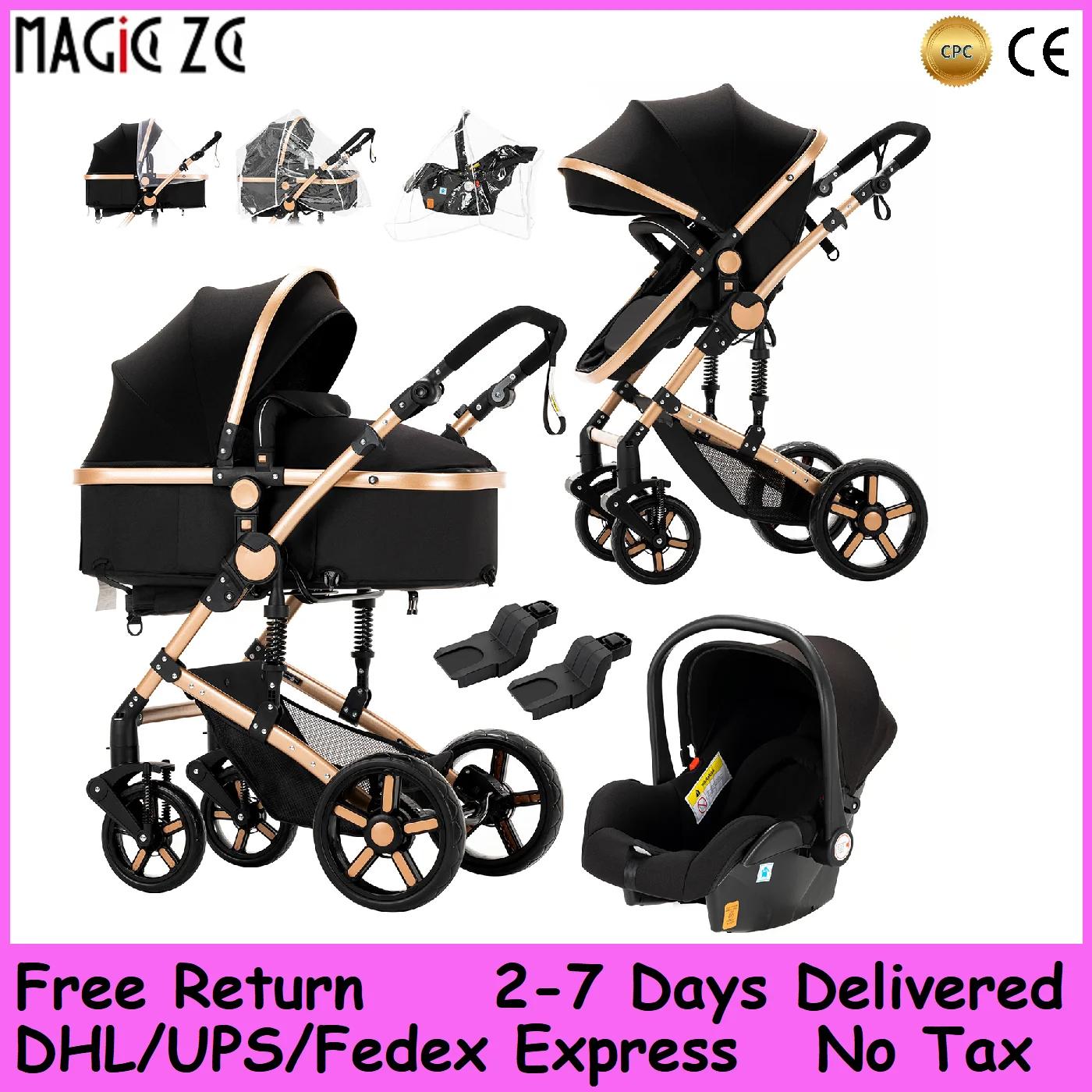 Poussette bébé multifonction 3 en 1, avec siège auto et panier de couchage, landau léger pour bébé, 