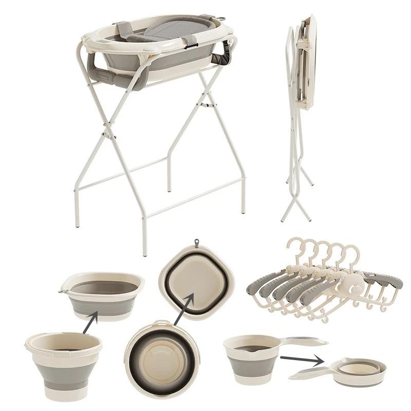 Ensemble de bain pour bébé pliable sans BPA, kit bassin et cintre pliables, design peu encombrant po