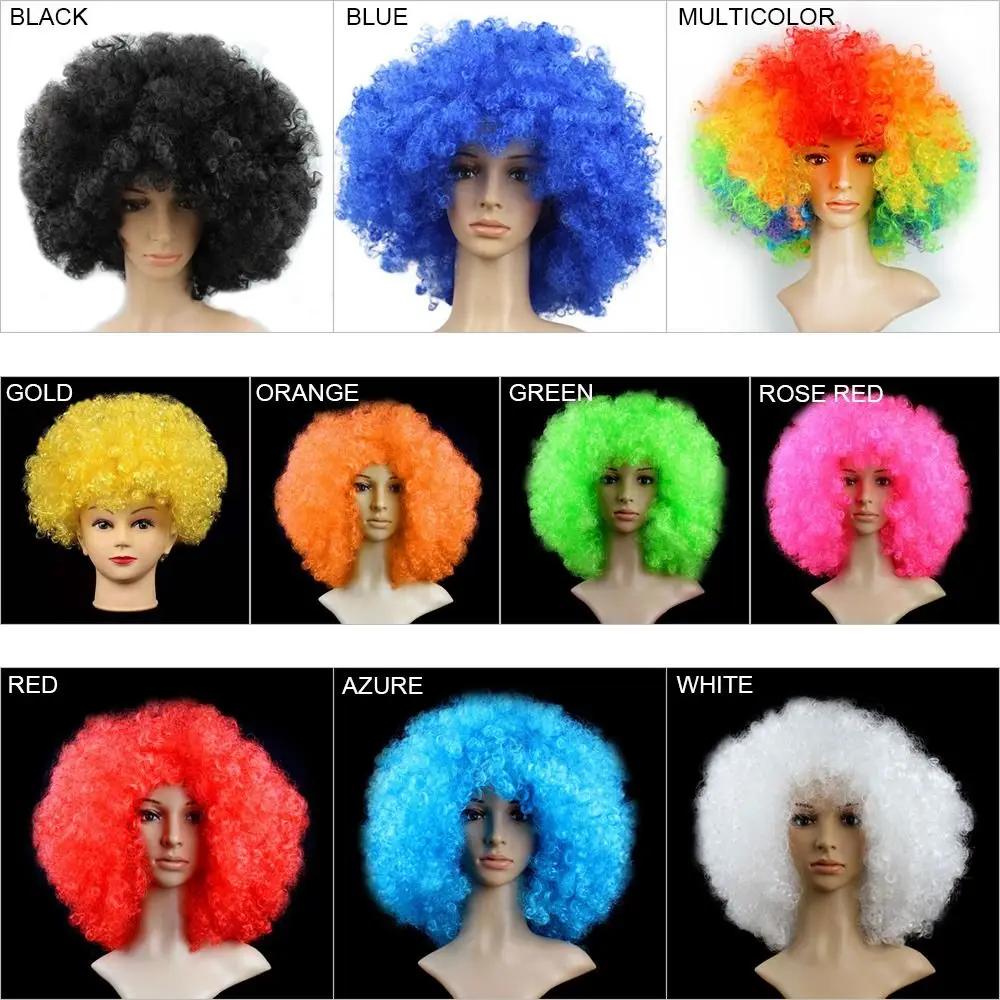 Unisexe adulte diverses couleurs arc-en-ciel cirque bouclés noir Afro bouclés perruque adulte déguis