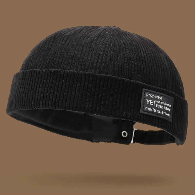 Chapeau décontracté sans bords en velours côtelé d'automne et d'hiver, chapeau yuppie personnalisé, 