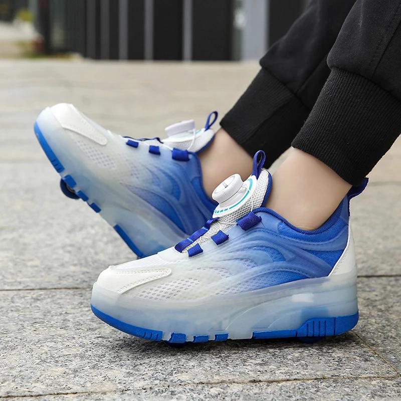 Chaussures de marche rapide pour enfants, patins à roulettes pour filles et garçons, cassent quatre 