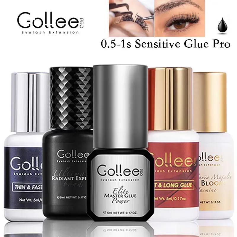 Colle à cils Gollee 0.5-1s séchage rapide, sans latex, 5ml, professionnelle, waterproof, pour extens