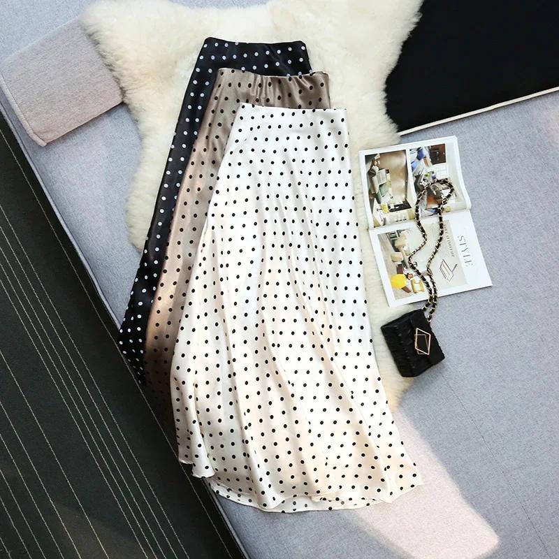 Jupes sirène en satin à pois style vintage Seoulish pour femmes, nouvelle collection printemps-été 2