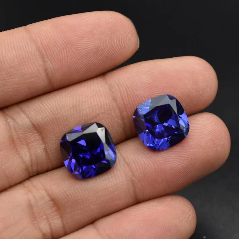 Saphir bleu tanzanite naturel, taille coussin, qualité AAAA+, 12×12mm, 10,50 carats, pierre précieus