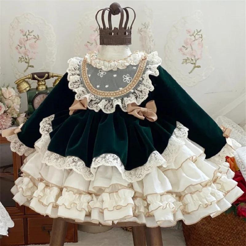 Robe de princesse en dentelle pour filles, Style palais, noël, carnaval, nouvel an, nœud papillon, f