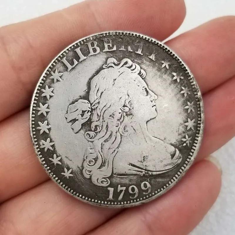 Artisanat en Bronze 1799 pièce commémorative tête et arrière Antique argent Dollar maison Collection