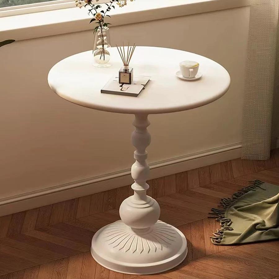 Table basse nordique vintage, table d'appoint de canapé, coin en métal, table ronde de chevet, meubl