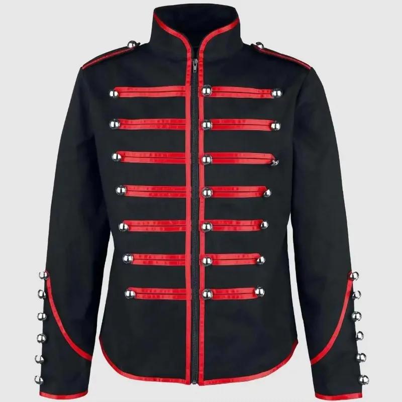 Vestes militaires gothiques pour hommes, Steampunk, veste vintage médiévale, redingote rock à col mo