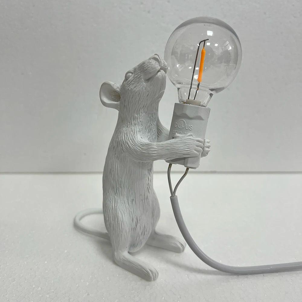 Lampe de Table LED en résine moderne, Design souris chat écureuil, veilleuse de bureau pour la décor
