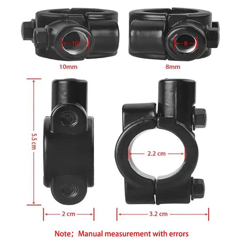 2 pièces 22mm guidon 10mm 8mm 6mm filetage moto miroir montage pince rétroviseur support adaptateur 