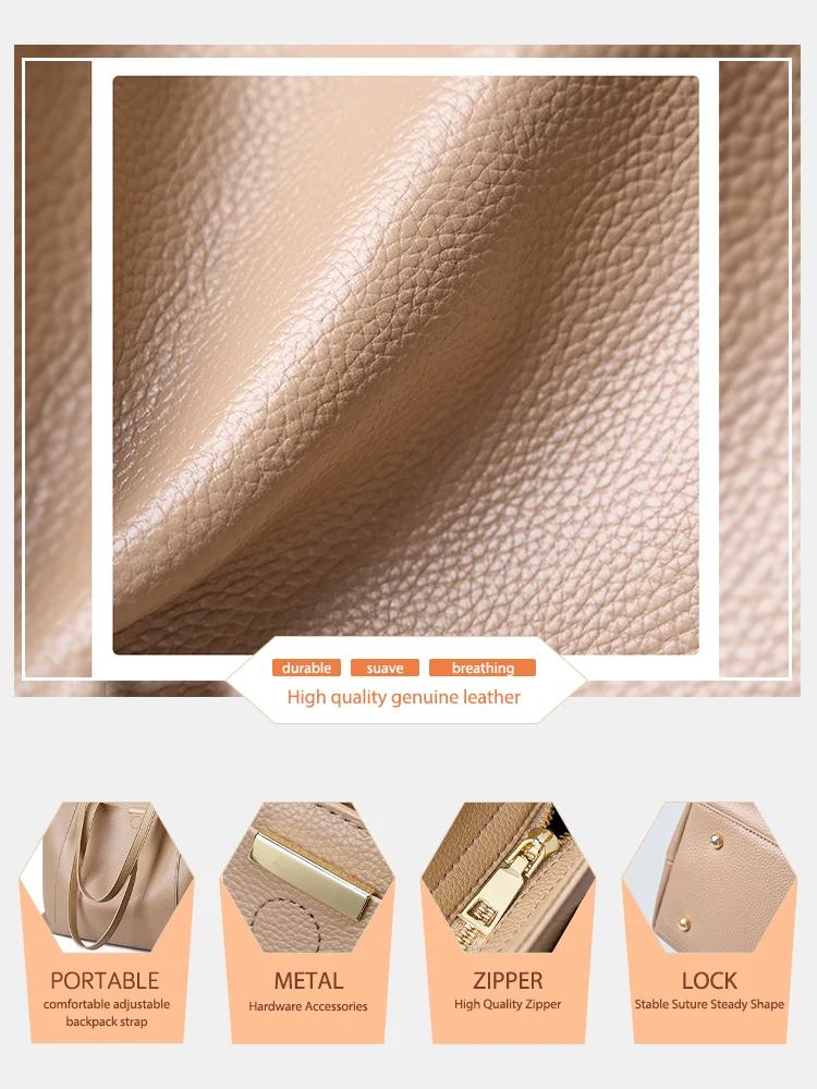 Zency-Sac fourre-tout en cuir de vachette souple pour femme, sac à main initié, grande capacité, sac