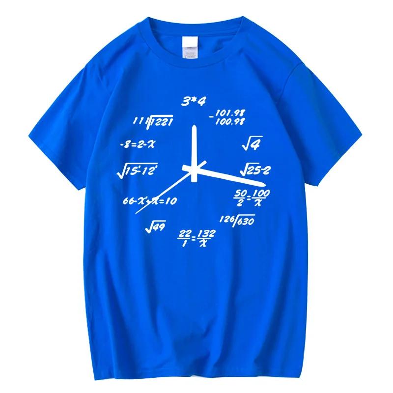 T-shirt homme 100% coton décontracté drôle horloge mathématique imprimer été ample col rond T-shirt 