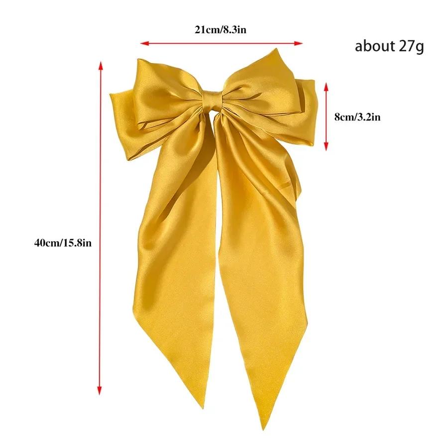 Pinces à cheveux pour femmes et filles, accessoires coréens, grand nœud papillon, Long ruban en Sati