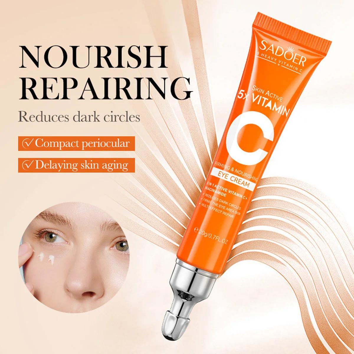 Coffret cadeau de 6 pièces pour soins de la peau à la vitamine C, blanchissant, éclaircissant, hydra