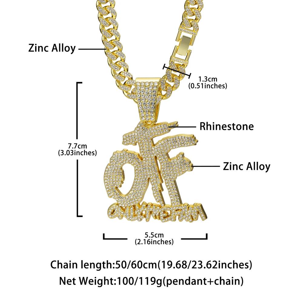 Collier chaîne cubaine avec pendentif lettre anglaise OTF, mode Hip Hop, adapté à un usage quotidien