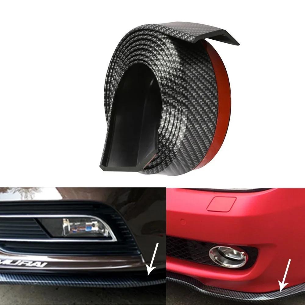Lèvre de pare-choc avant de voiture en Fiber de carbone, protection universelle en caoutchouc, bande