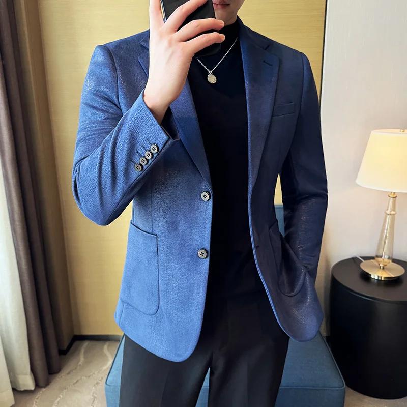 Blazer en daim à boutonnage simple pour hommes, veste à la mode, coupe couvertes, veste trempée, rob