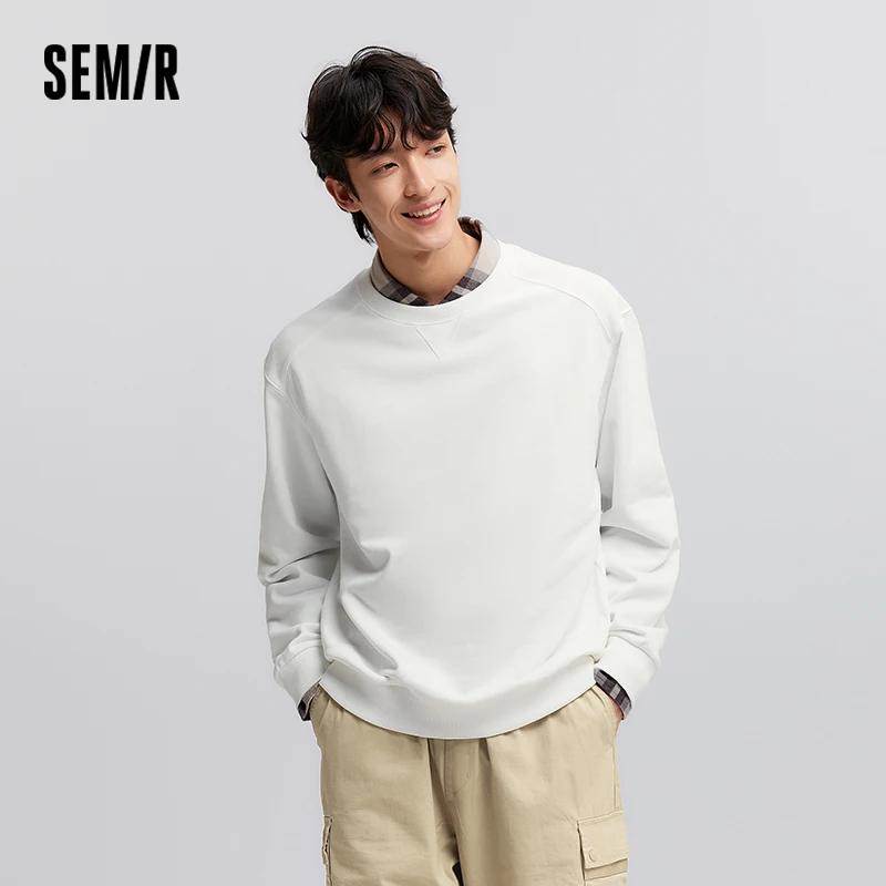 SEMIR-Pull à Manches sulfet Col Rond pour Homme, Vêtement Simple et Polyvalent, Décontracté, Couleur