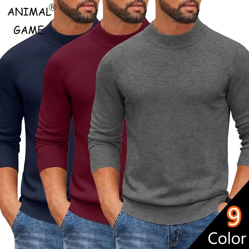 Jeu d'animaux hommes faux col roulé chemisier froid tricots pull pull décontracté robe mince pull ch