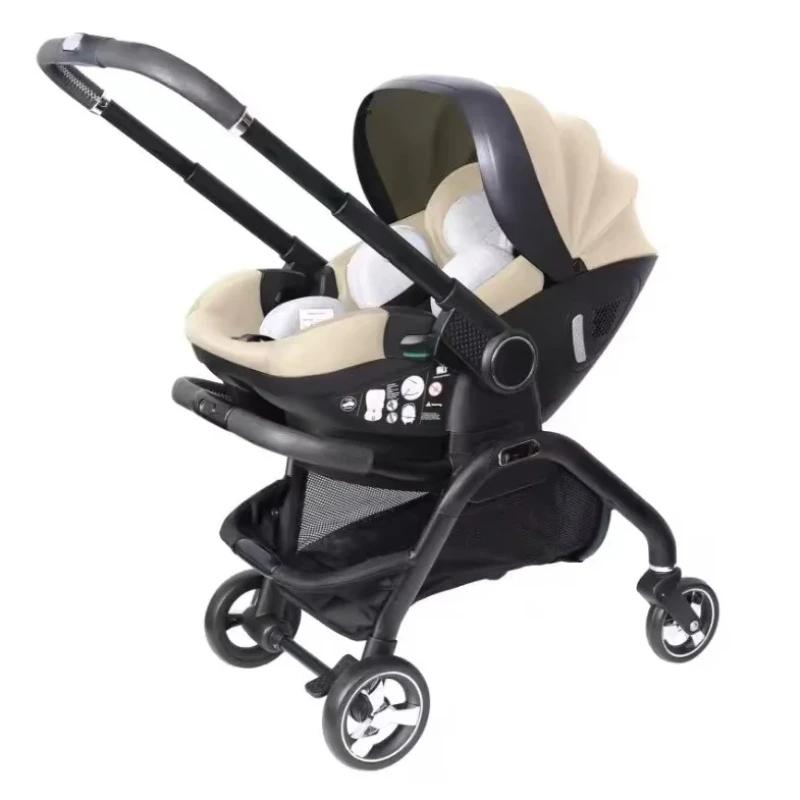 Poussette 3 en 1 pour nouveau-né, siège auto portable pour enfant, luxe, pliable, accoudoir réglable
