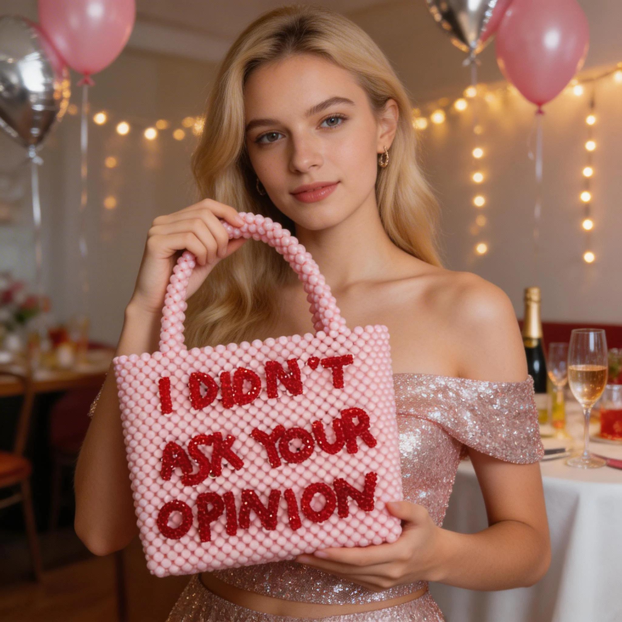 Sac à Main de Styliste en Perles pour Femme, Fourre-Tout de Marque, Mignon, Lettre Perlée, Fait à la