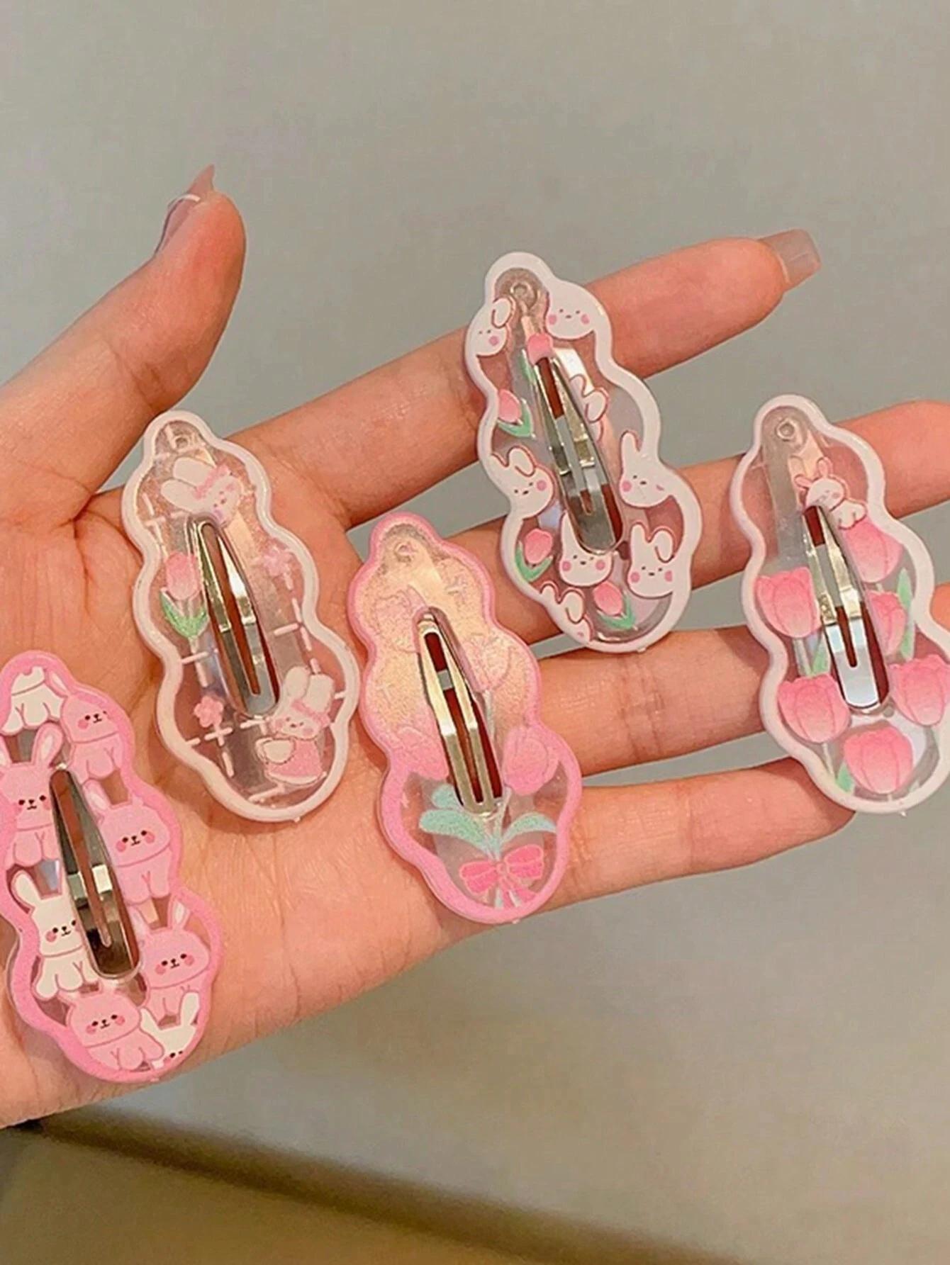Pinces à cheveux lapin rose mignon, pince à frange, pince à cheveux latérale, accessoires pour cheve
