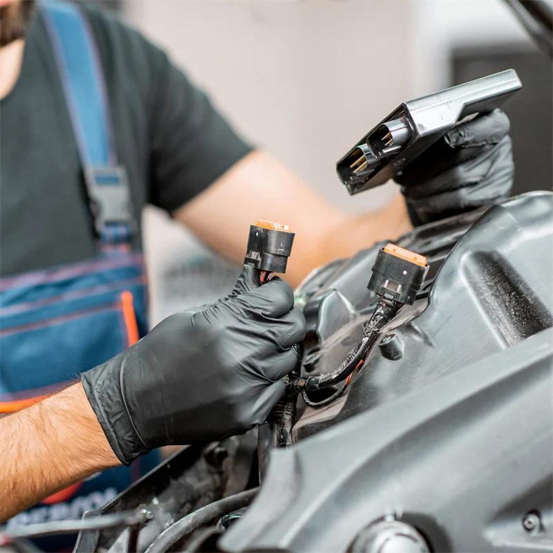 Gants jetables en Nitrile noir, 50/20 pièces, sans Latex, imperméables, durables, adaptés à la cuisi