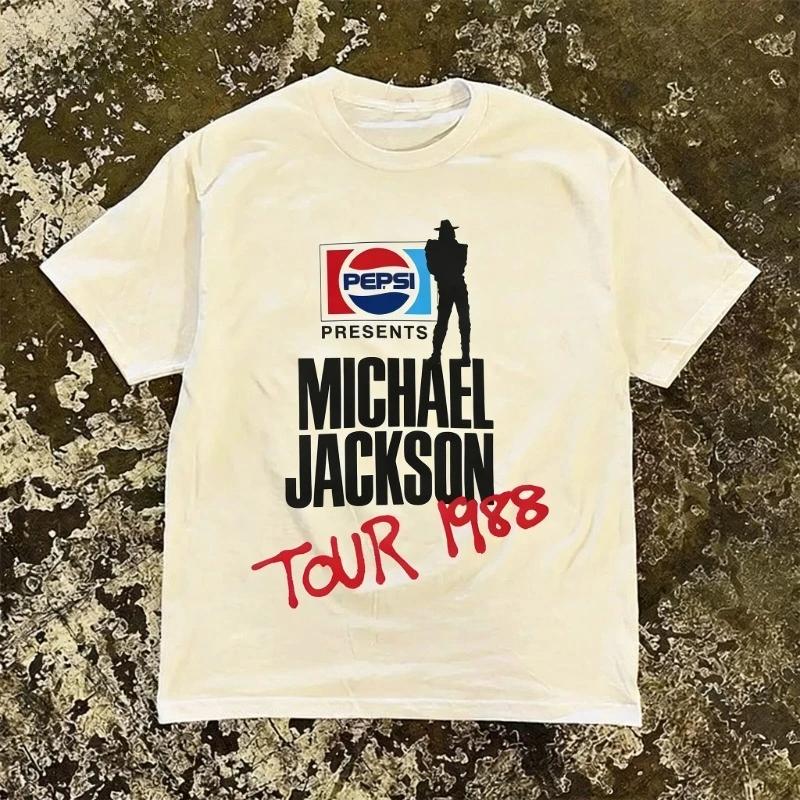 T-shirt streetwear imprimé Michael Jackson Tour 1988, respirant, confortable, de haute qualité, styl