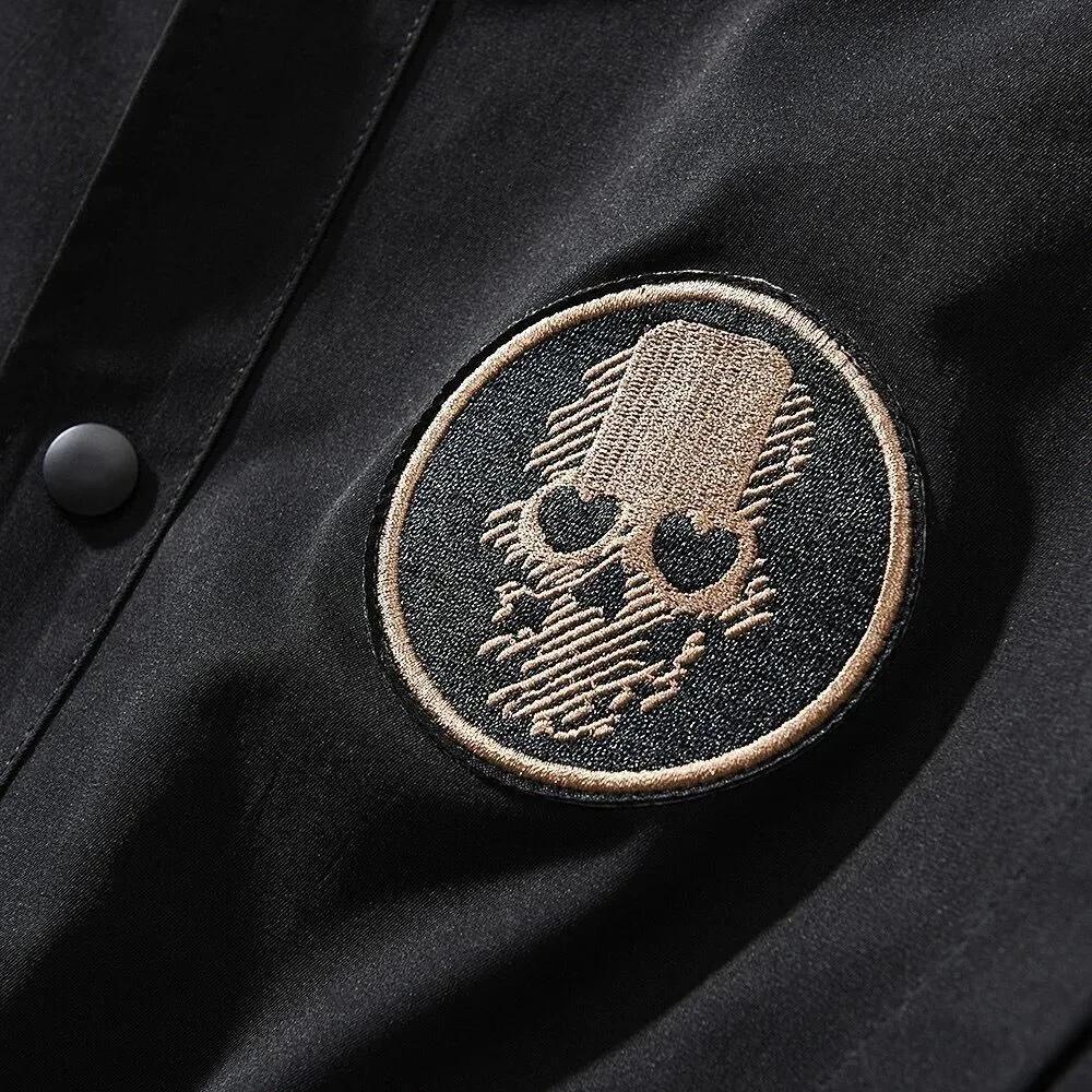 Bomber veste hommes brodé crâne imprimé veste automne Protection décontracté américain Vintage coupe